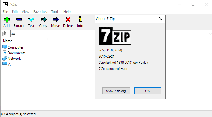 Phần mềm nén file 7zip