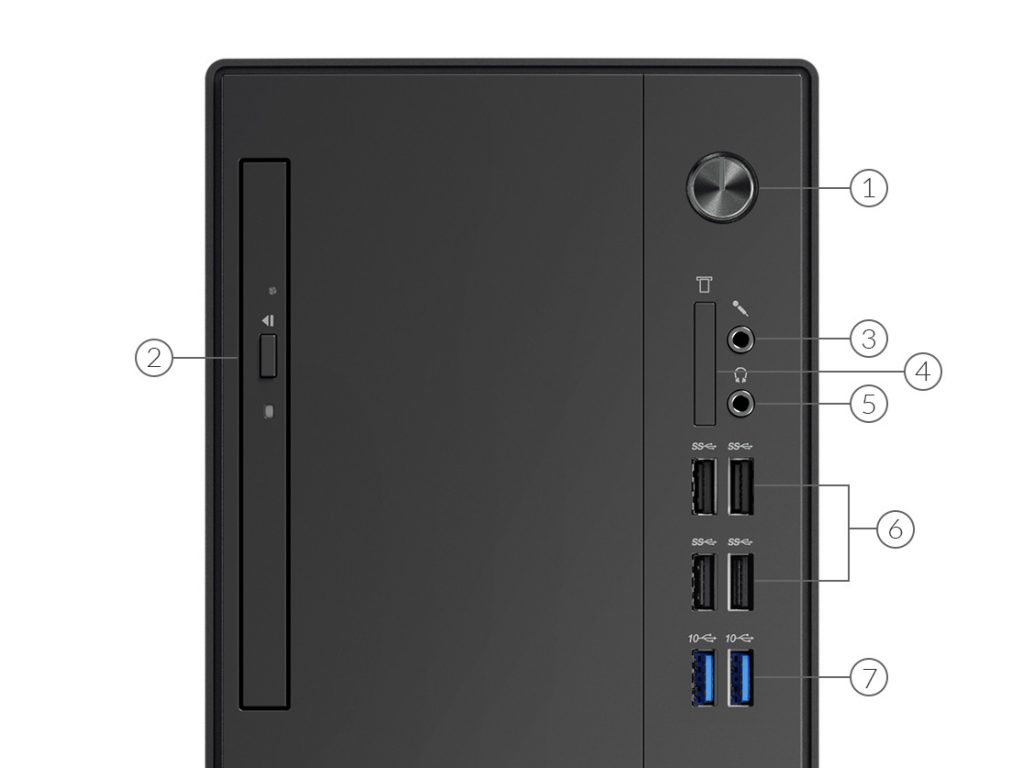 43898 lenovo desktop v530 tower port label front - PC Lenovo V530/V530S - Thiết kế cho doanh nghiệp, sẵn sàng cho tương lai - Ben Computer