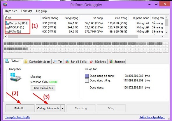 Phần mềm chống phân mảnh ổ cứng máy tính Defraggler
