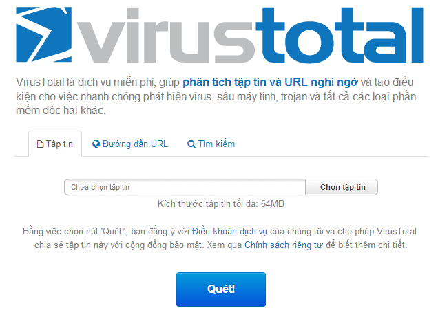 Quét Virus Online với công cụ Virus Total