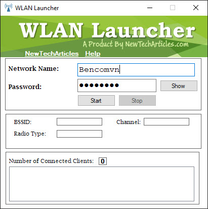 WLAN Launcher - Phần mềm phân phối WiFi từ máy tính xách tay đến điện thoại thông minh