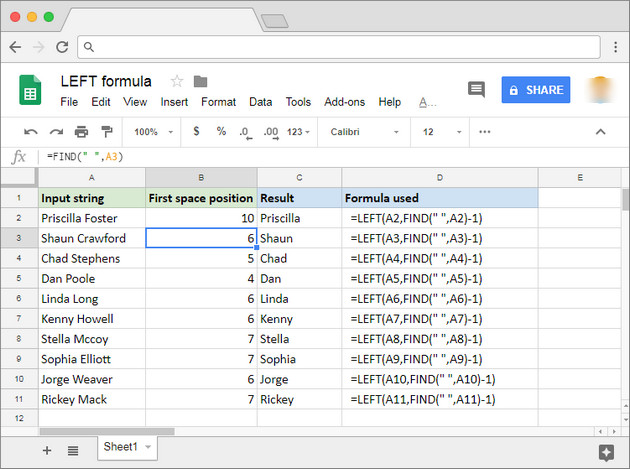 Cách sử dụng hàm LEFT trong Google Sheets - Ảnh 2