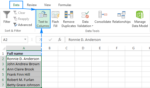 Tách tên trong Excel bằng lệnh Text to Columns - Ảnh 1