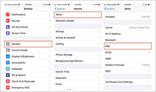 cách check imei ip