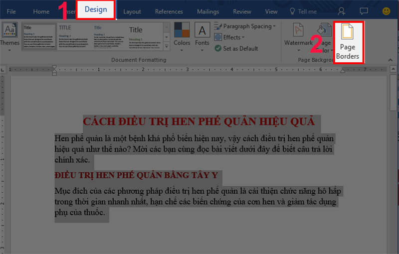 cách tạo khung viền trong word