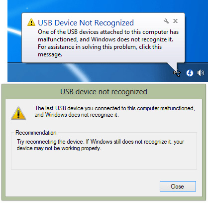 Thông báo lỗi USB device not recognized trên Windows 7 và Windows 10