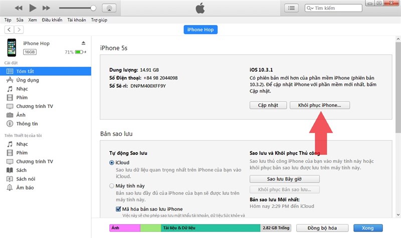 Khôi phục mật khẩu iPhone bằng ứng dụng iTunes - Ảnh 3