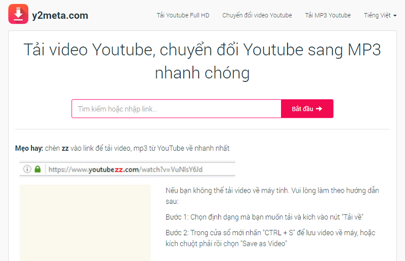 Phần mềm tải nhạc Youtube Y2meta