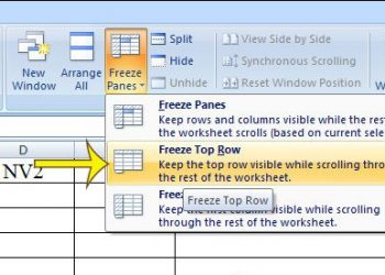 Cố định dòng trên excel