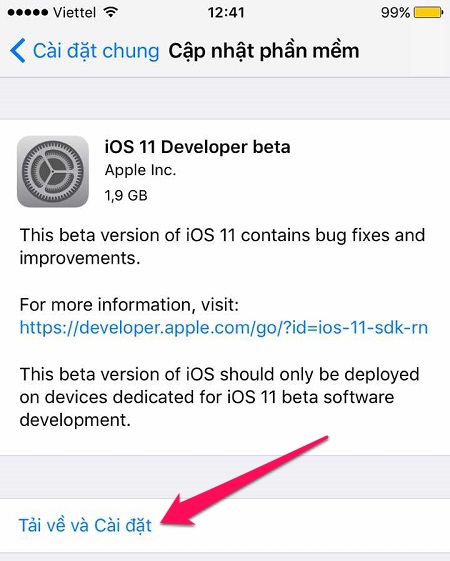 Tải về và cài đặt phần mềm iOS 11 cho iPhone 5S