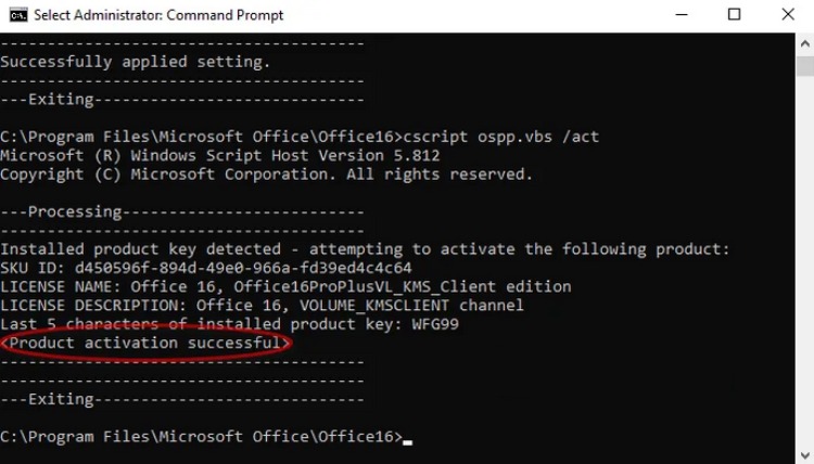 Active M S Office 365 Product Key bằng Command Prompt