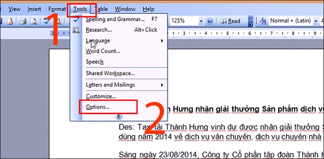 cách tắt gạch chân đỏ trong word 2010