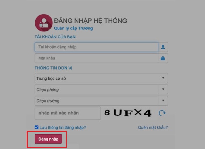 Nhấn Đăng nhập