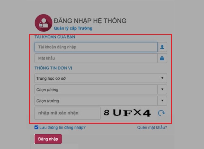 Chọn Log in bằng tài khoản giáo viên chủ nhiệm