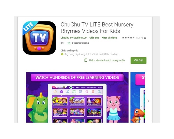 Phần mềm học tiếng Anh ChuChu TV Lite