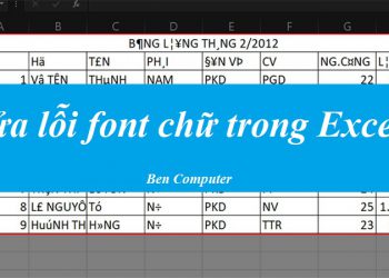 sửa lỗi font chữ trong Excel