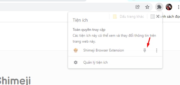 Nhấn ghim lại Shimeji Browser Extension