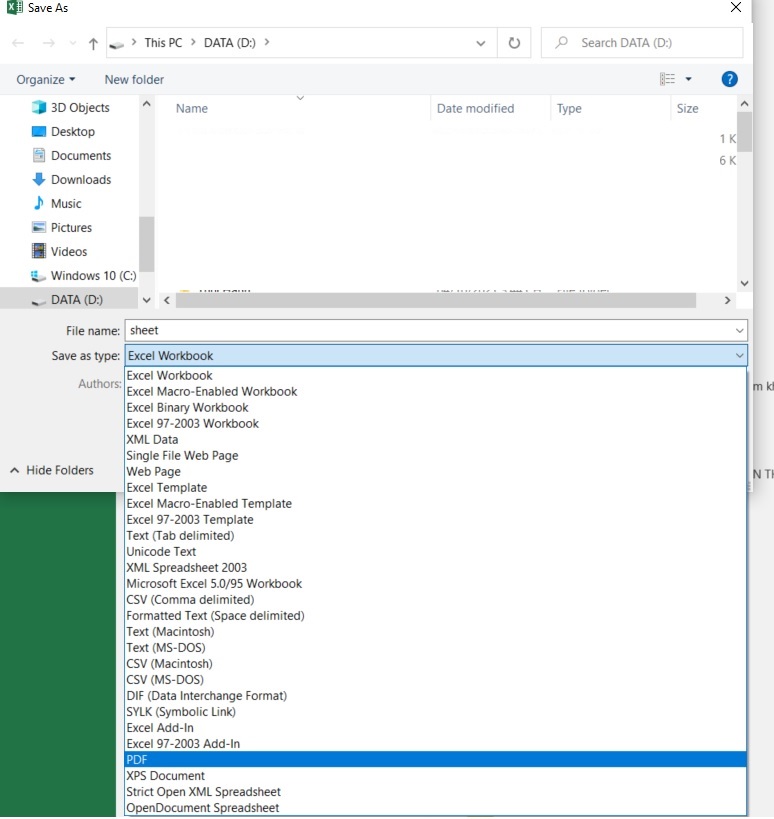 Chuyển Excel sang PDF trực tiếp từ ứng dụng Excel
