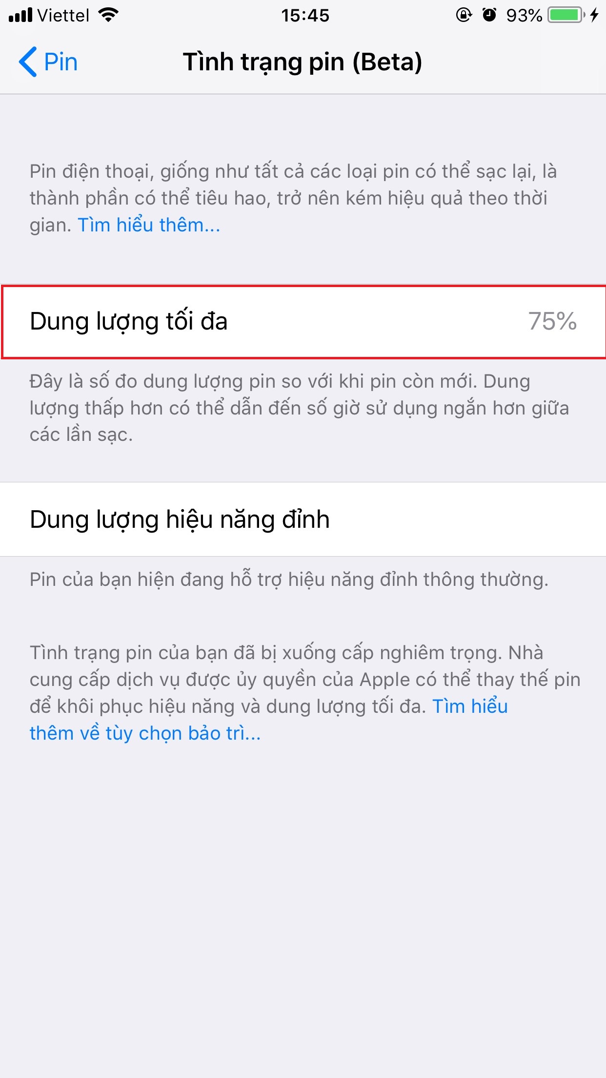 Xem tình trạng pin iphone