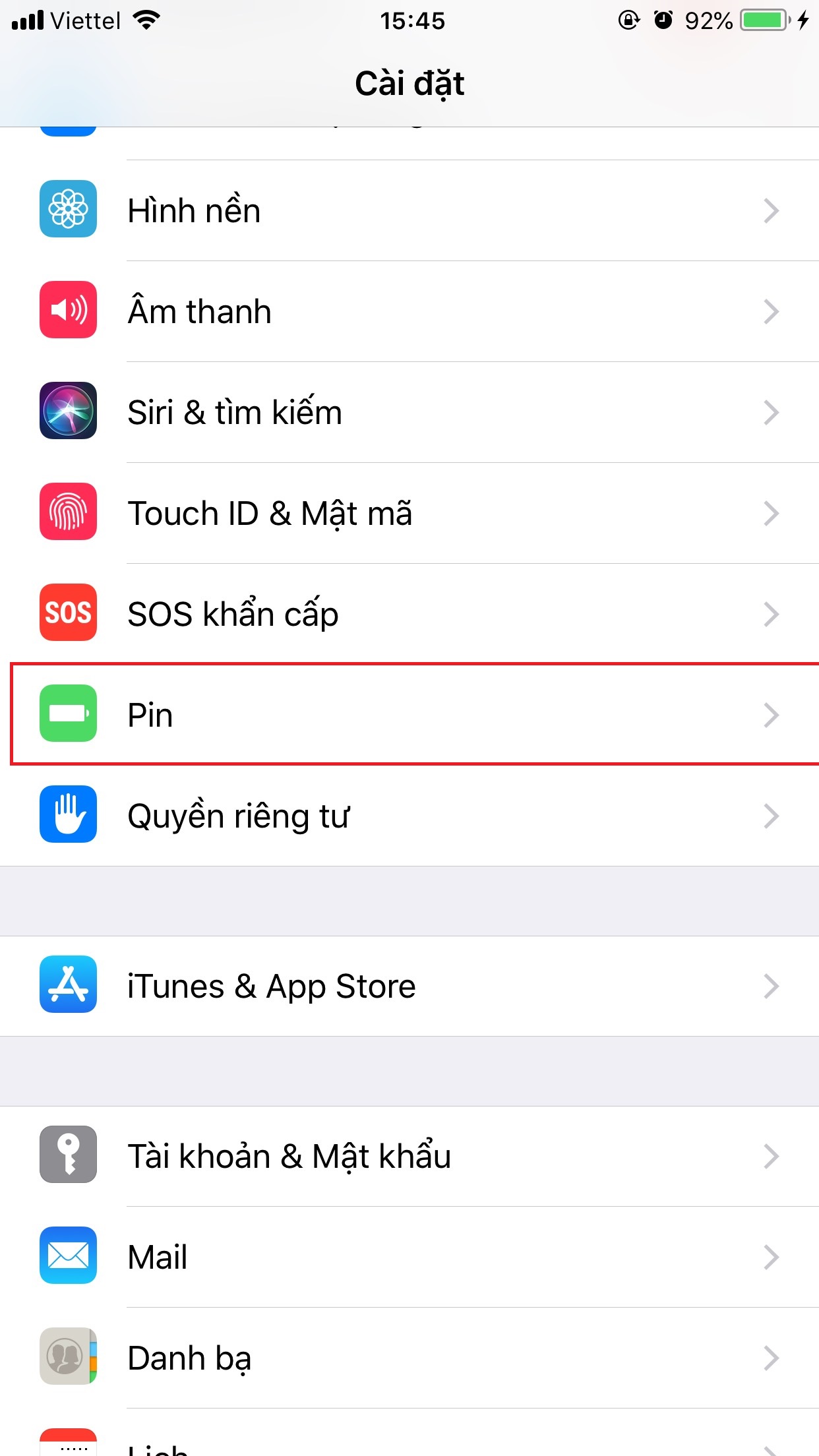 Xem tình trạng pin iphone