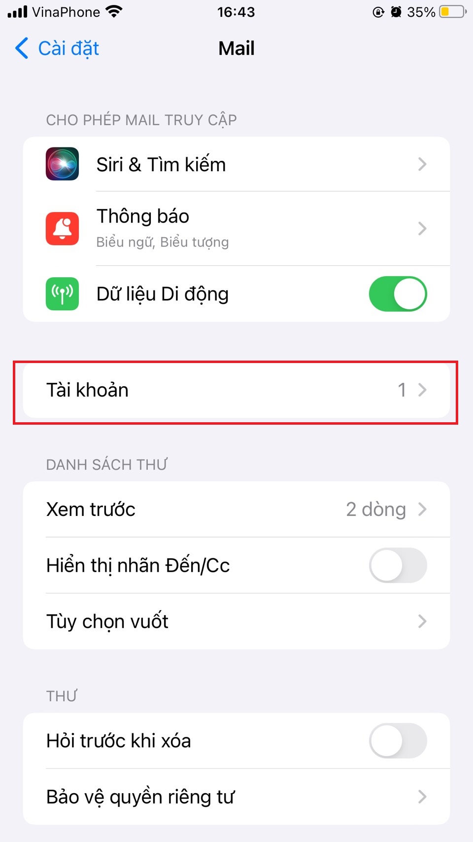 Tắt tính năng push avf tìm nạp email theo cách thủ công