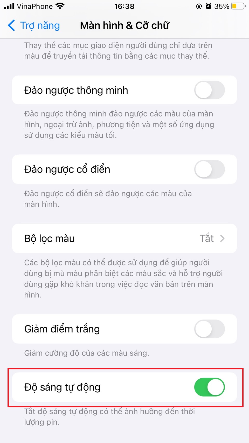 Quản lý độ sáng màn hình để tiết kiệm pin iphone