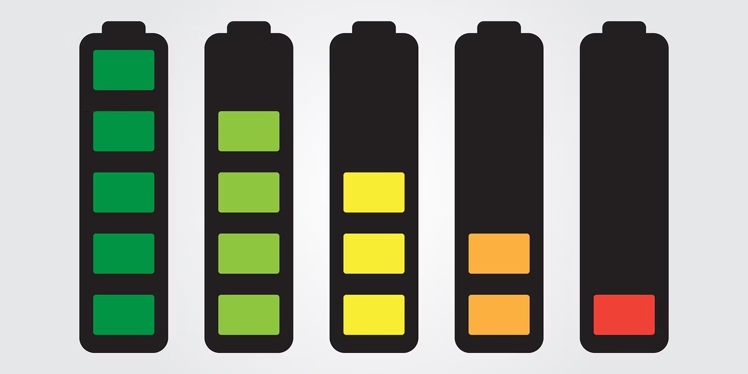 battery levels from full to empt