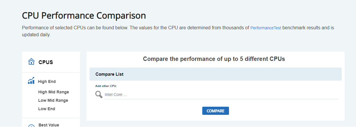 Cpu performance comparison
