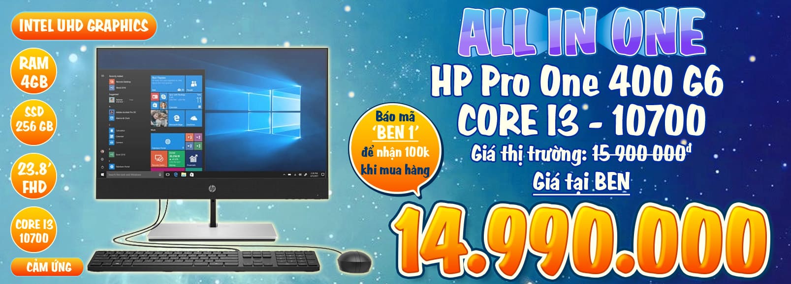 1607x578 banner HP Pro One 400 G6 i3