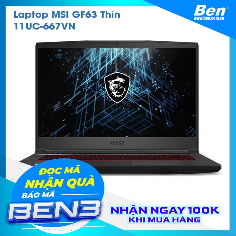 Laptop MSI GF63 Thin 11UC 667VN 1