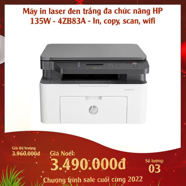 May in laser den trang da chuc nang HP 135W 4ZB83A In copy scan wifi