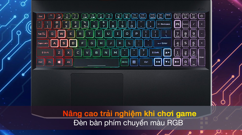 Acer Nitro 5 AN515-57 2021 được thiết kế với đèn nền LED đa màu