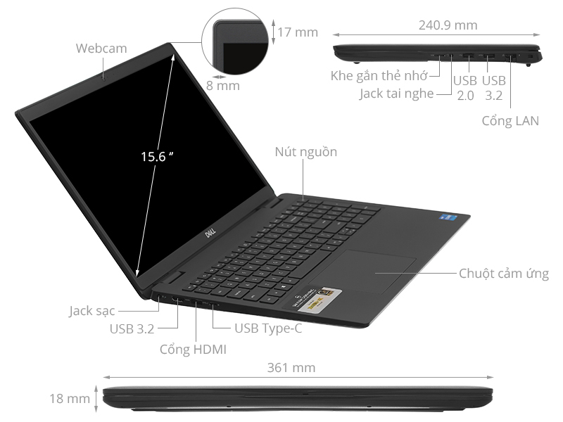 Dell Latitude 3520 70280540 là một chiếc laptop mạnh mẽ và đa năng