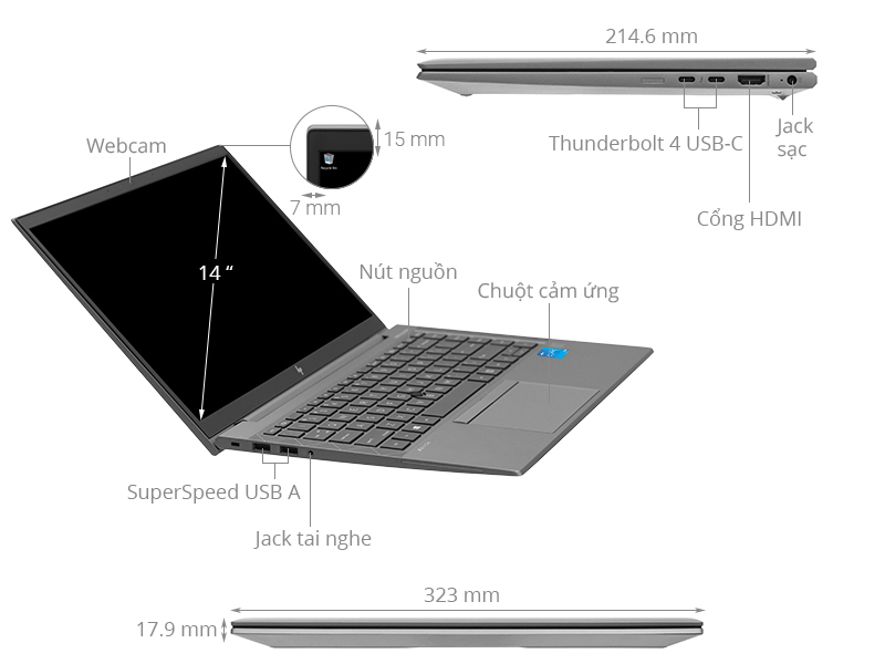 Tính di động linh hoạt HP ZBook Firefly 14 G8 275W0AV