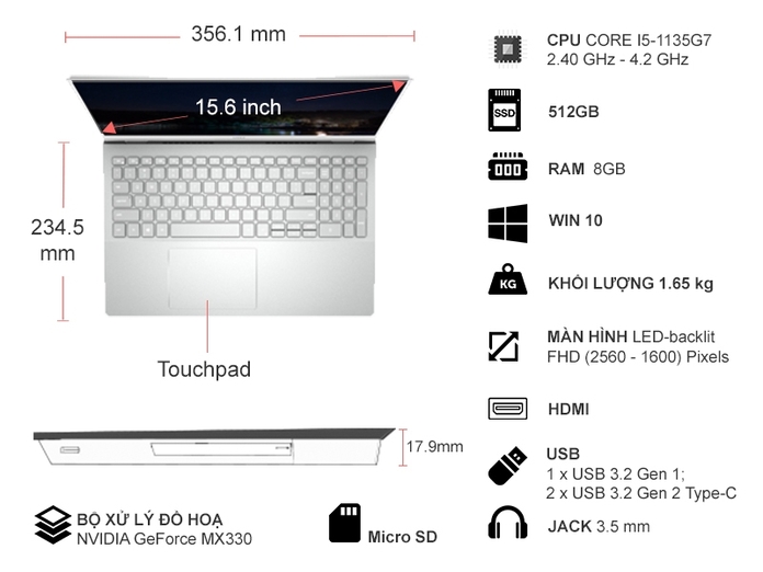 tính năng nổi bật của laptop Dell Inspiron