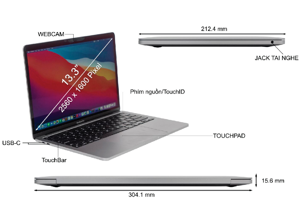 Một trong những yếu tố thu hút của MacBook Pro 13 MNEP3SA/A là thiết kế sang trọng và mỏng nhẹ.