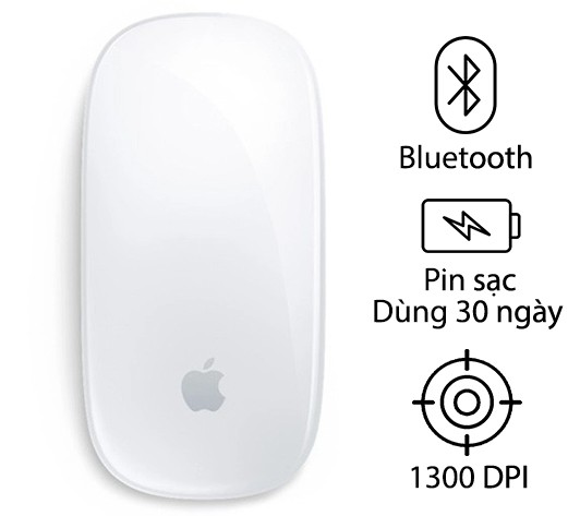 Chuột Apple Magic Mouse MK2E3ZAA có thiết kế đơn giản và mỏng, với bề mặt bằng kính cường lực trơn tru.