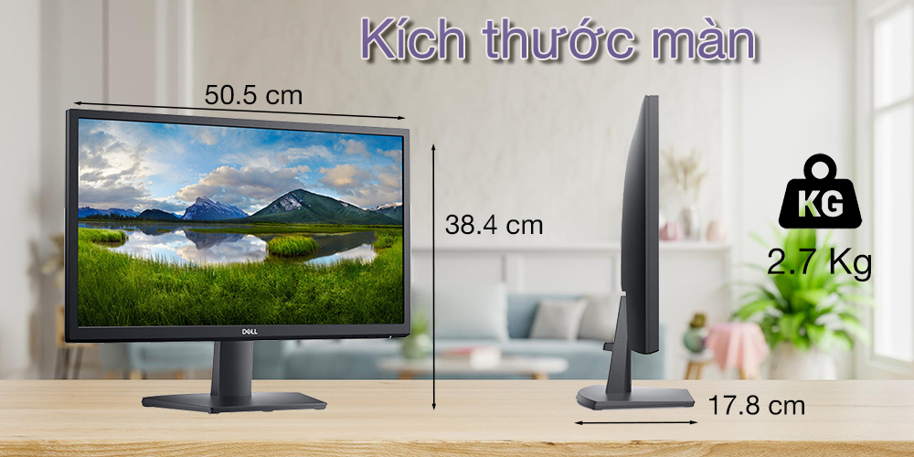 Với kích thước 21.5 inch và độ phân giải Full HD, màn hình Dell E2222HS mang đến hình ảnh rõ nét và chi tiết sắc nét.