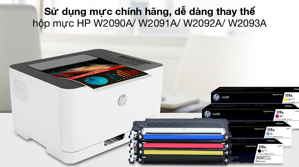 máy in HP Color Laser 150NW 4ZB95A cũng được thiết kế nhỏ gọn và hiện đại, phù hợp với mọi không gian làm việc