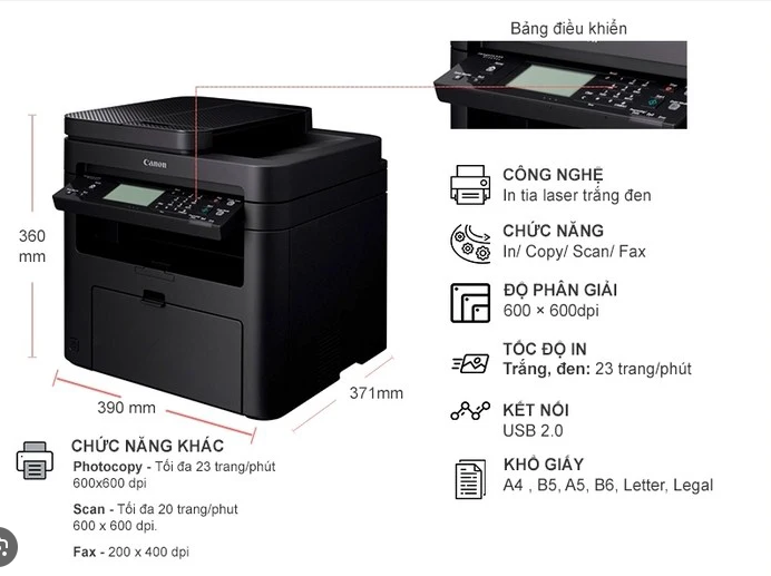 Máy in Laser Canon MF235 được thiết kế với kích thước nhỏ gọn, dễ dàng đặt trong không gian hạn chế.