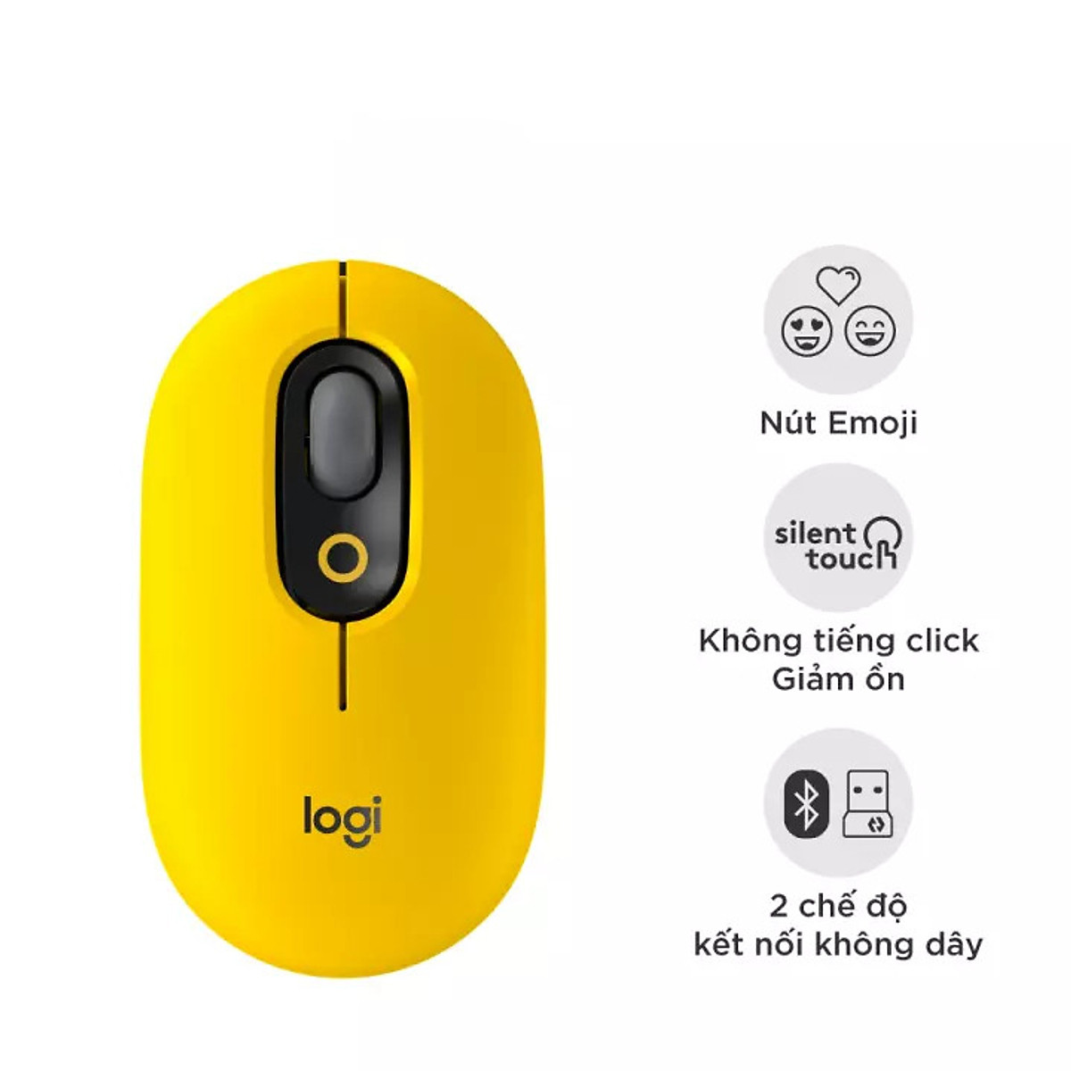 Về cấu trúc, chuột không dây Logitech Pop có nút trái và nút phải ở vị trí thông thường, cung cấp sự phản hồi tốt và đáng tin cậy khi nhấn.