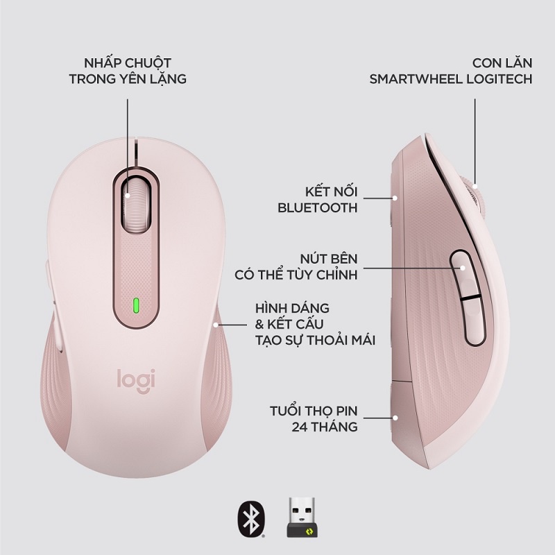 Chuột Logitech Signature M650 được trang bị công nghệ không dây tiên tiến