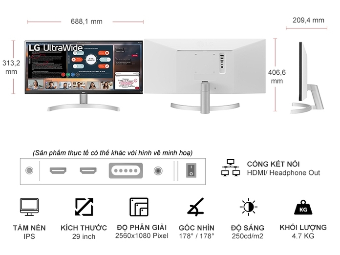 Màn hình LG 29WN600-W.ATV có khả năng nghiêng và điều chỉnh độ cao, giúp người dùng tùy chỉnh vị trí màn hình sao cho phù hợp với nhu cầu cá nhân và đảm bảo sự thoải mái khi sử dụng trong thời gian dài.