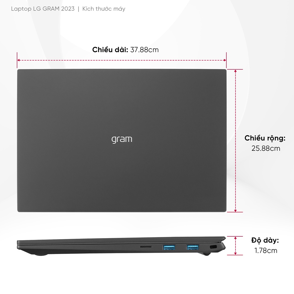 Thiết kế của Laptop LG Gram 2023 17ZD90R-G.AX73A5 là một trong những điểm nổi bật và đáng chú ý.