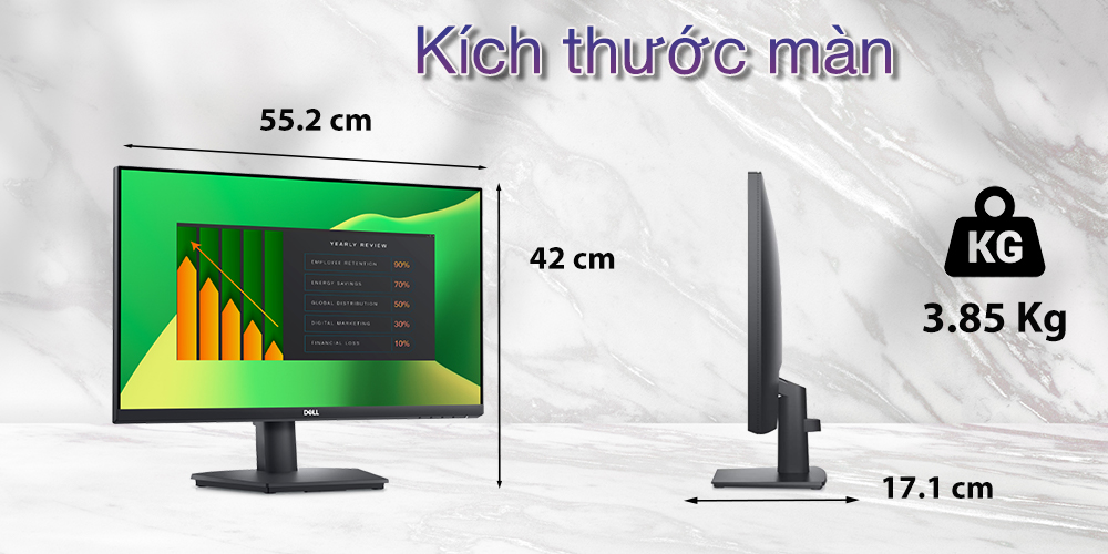 Màn hình có kích thước 23.8 inch, tạo ra một tỷ lệ khung hình lý tưởng và thuận tiện cho việc sử dụng hàng ngày.