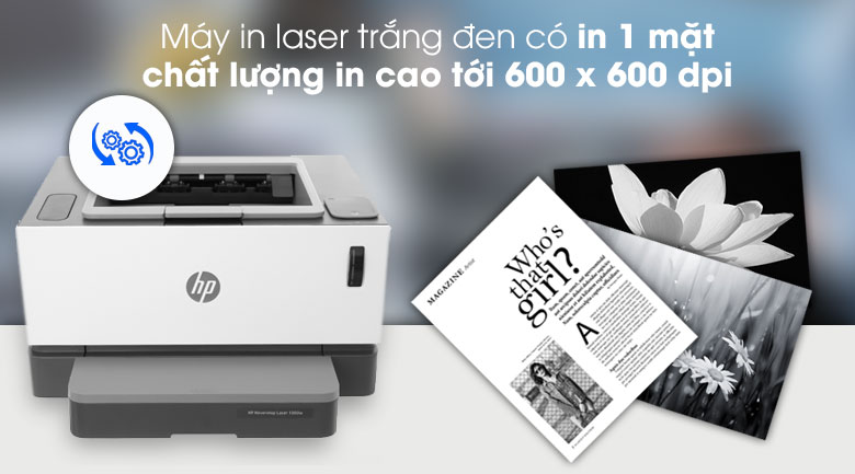 Với thiết kế nhỏ gọn và trọng lượng nhẹ, máy in Laser HP Neverstop Laser 1000w rất dễ dàng để đặt trên bất kỳ bàn làm việc nào.