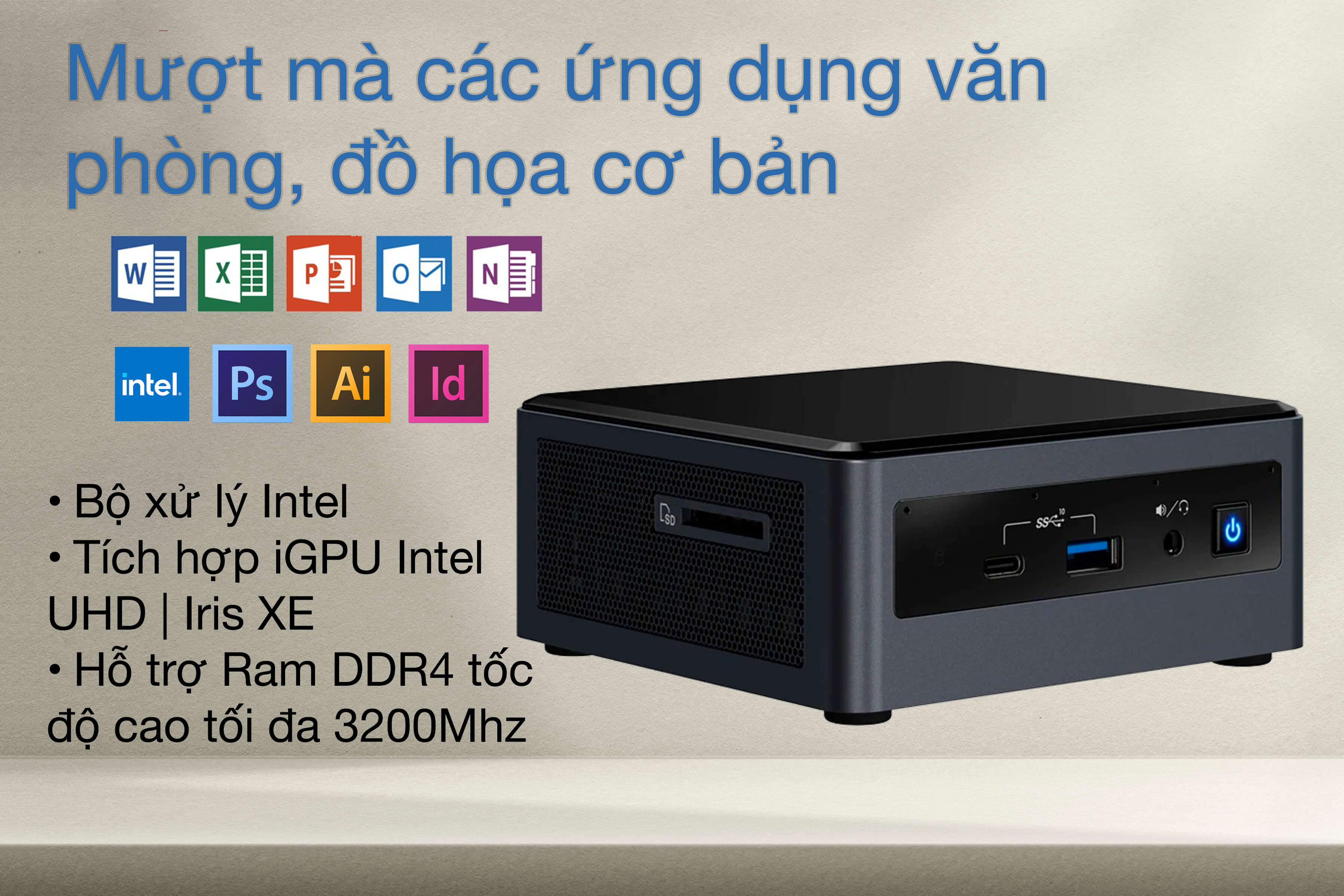 Với vi xử lý Intel Core i7-10710U, Máy tính để bàn Intel BXNUC10i7FNH2 - NUC Kit mang lại hiệu suất mạnh mẽ cho các nhu cầu xử lý đa nhiệm và tác vụ yêu cầu tính toán cao.