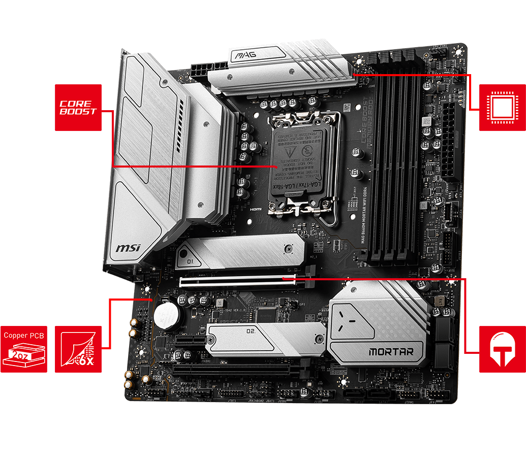 Mainboard MSI MAG B660M MORTAR WIFI DDR4 là một sản phẩm đáng chú ý trong danh mục mainboard dành cho các dòng CPU Intel thế hệ 11.