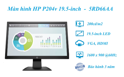 Màn hình HP P204v 5RD66AA phù hợp không gian nhỏ