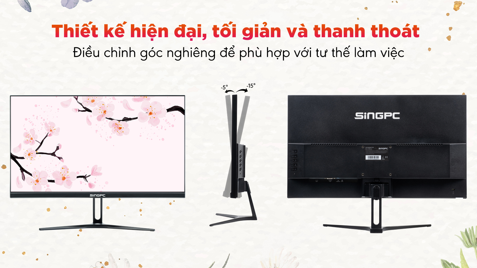 Màu sắc và chất liệu: Màn hình SingPC VA SGP215VA được thiết kế với màu đen sang trọng, tạo nên vẻ ngoài hiện đại và chuyên nghiệp.